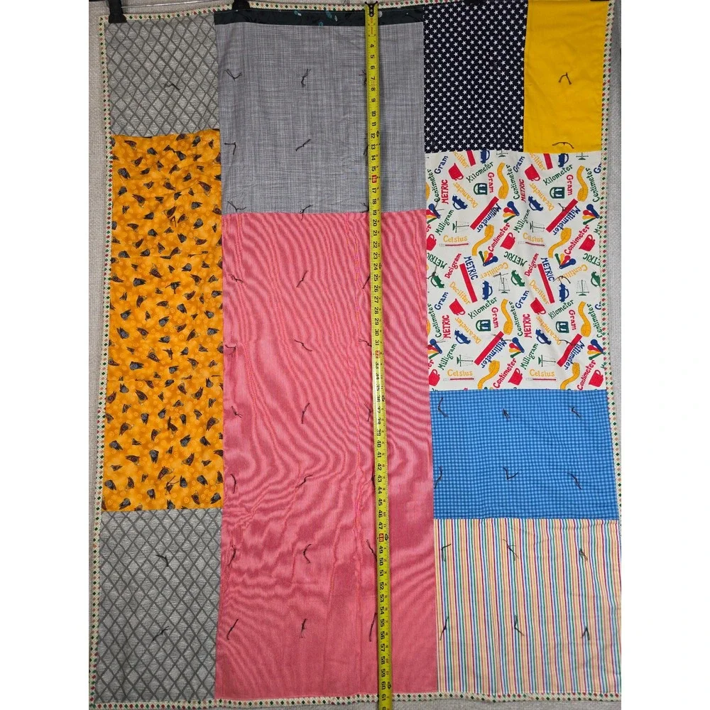 Vintage Hand Tied Lap Quilt Patchwork Throw 45x61 Metric Bird Pattern Reversible